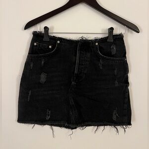 BDG urban outfitters distressed denim raw hem black skirt